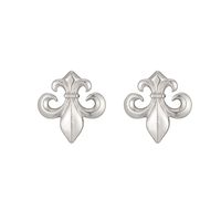 New S925 Silver Needle Simple Geometric Anchor Earrings Army Flower Badge Earrings For Women sku image 3