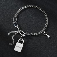 Korean Titanium Steel Love Letter Lock Simple Key  Bracelet main image 2