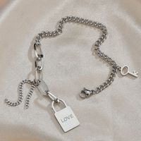 Korean Titanium Steel Love Letter Lock Simple Key  Bracelet main image 3