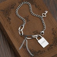 Korean Titanium Steel Love Letter Lock Simple Key  Bracelet main image 4
