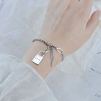 Korean Titanium Steel Love Letter Lock Simple Key  Bracelet main image 5