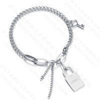 Korean Titanium Steel Love Letter Lock Simple Key  Bracelet main image 6
