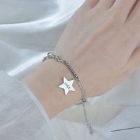 Five-pointed Star  Fashion Retro Letter Simple Titanium Steel Bracelet main image 5