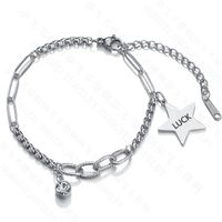 Five-pointed Star  Fashion Retro Letter Simple Titanium Steel Bracelet main image 6