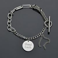 Retro Round Korean Ot Buckle Letter Stitching Chain Titanium Steel Tassel Bracelet main image 2