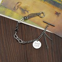 Retro Round Korean Ot Buckle Letter Stitching Chain Titanium Steel Tassel Bracelet main image 5