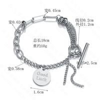 Retro Round Korean Ot Buckle Letter Stitching Chain Titanium Steel Tassel Bracelet main image 6