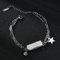 Korean Five-pointed Star Double-layer Tassel Chain Lucky Diamond Stainless Steel Bracelet main image 1
