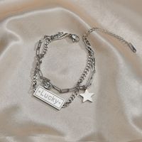 Korean Five-pointed Star Double-layer Tassel Chain Lucky Diamond Stainless Steel Bracelet main image 4