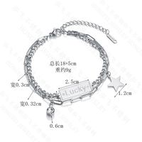 Korean Five-pointed Star Double-layer Tassel Chain Lucky Diamond Stainless Steel Bracelet main image 6