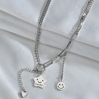 Hot Selling Fashion Smiley Face Five-pointed Star Necklace Wholesale main image 5