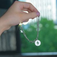Hip-hop Five-pointed Star Niche Retro Stainless Steel Round  Pendant Bracelet main image 3
