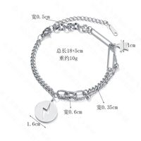 Hip-hop Five-pointed Star Niche Retro Stainless Steel Round  Pendant Bracelet main image 6