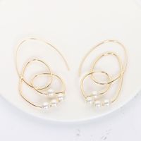 Mode Coréenne Fille Coeur Perle Simple Alliage Cercle Forme Géométrique Boucles D&#39;oreilles En Gros main image 4