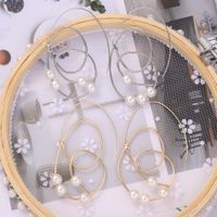Mode Coréenne Fille Coeur Perle Simple Alliage Cercle Forme Géométrique Boucles D&#39;oreilles En Gros main image 5