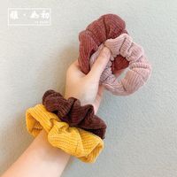 Korean  Knitted Fabric Pure Color New Elastic Hair Scrunchies  Wholesale main image 3