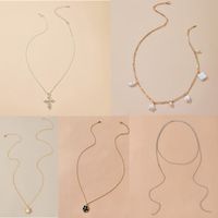 Hot Selling Fashion Pearl Necklace Personality Pony Diamond Cross Necklace main image 1