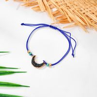 New Hand-woven Simple Fashion Blue Cord Moon Adjustable Alloy Bracelet For Women main image 3