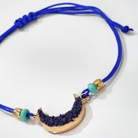 New Hand-woven Simple Fashion Blue Cord Moon Adjustable Alloy Bracelet For Women main image 5