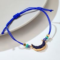 New Hand-woven Simple Fashion Blue Cord Moon Adjustable Alloy Bracelet For Women main image 6