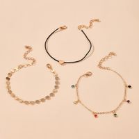 Hot Selling Simple Love Candy Color Diamond Disc Heart-shaped Anklets main image 3