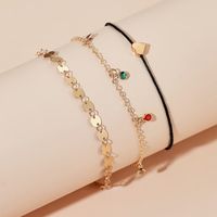 Hot Selling Simple Love Candy Color Diamond Disc Heart-shaped Anklets main image 4