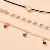Hot Selling Simple Love Candy Color Diamond Disc Heart-shaped Anklets main image 5
