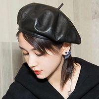 Hot Selling Leather Solid Color Octagonal Retro Beret Wholesale main image 3