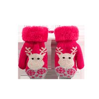Warmth  Antifreeze Christmas Deer Plus Velvet Knitted Gloves main image 3