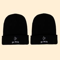 Hot Selling Fashion Smiley Face Embroidery Knitted Pure Color Hat main image 1