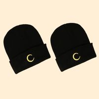 Hot Selling Three-dimensional Embroidered Moon Knitted Hat Wholesale main image 3