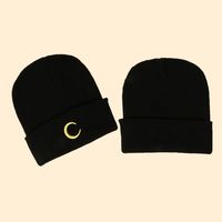 Hot Selling Three-dimensional Embroidered Moon Knitted Hat Wholesale main image 4