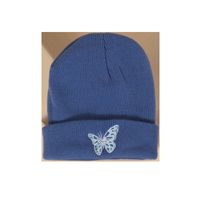 Hot Selling Fashion Pure Color Knitted Embroidery Butterfly Warm Woolen Hat Wholesale main image 3