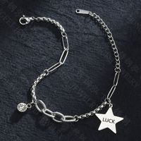 Five-pointed Star  Fashion Retro Letter Simple Titanium Steel Bracelet sku image 1