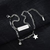 Korean Five-pointed Star Double-layer Tassel Chain Lucky Diamond Stainless Steel Bracelet sku image 1