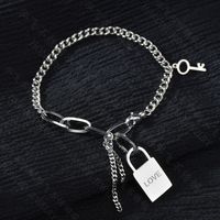 Korean Titanium Steel Love Letter Lock Simple Key  Bracelet sku image 1
