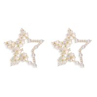 Korea Alloy Inlaid Pearl Fashion Love Five-pointed Star Earrings Wholesale sku image 1