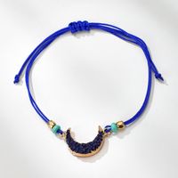 New Hand-woven Simple Fashion Blue Cord Moon Adjustable Alloy Bracelet For Women sku image 1