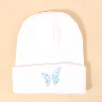 Hot Selling Fashion Pure Color Knitted Embroidery Butterfly Warm Woolen Hat Wholesale sku image 1