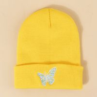 Hot Selling Fashion Pure Color Knitted Embroidery Butterfly Warm Woolen Hat Wholesale sku image 3
