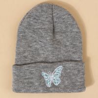 Hot Selling Fashion Pure Color Knitted Embroidery Butterfly Warm Woolen Hat Wholesale sku image 4