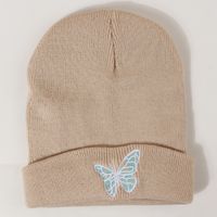 Hot Selling Fashion Pure Color Knitted Embroidery Butterfly Warm Woolen Hat Wholesale sku image 5