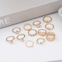 Hot Selling Fashion Rhinestone Diamond Heart-shaped Leaf Love Ring 12-piece Set main image 6