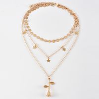 New Fashion Disc Chain Five-pointed Star Rose Flower Multi-layer Women's Necklace main image 3