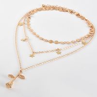 New Fashion Disc Chain Five-pointed Star Rose Flower Multi-layer Women's Necklace main image 4