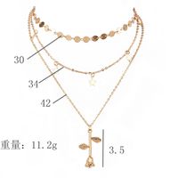 New Fashion Disc Chain Five-pointed Star Rose Flower Multi-layer Women's Necklace main image 6