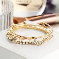 Fashion New  Simple Diamond Crystal Star Moon Four-piece  Alloy Bracelet Wholesale main image 3