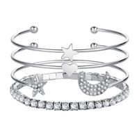 Fashion New  Simple Diamond Crystal Star Moon Four-piece  Alloy Bracelet Wholesale main image 5
