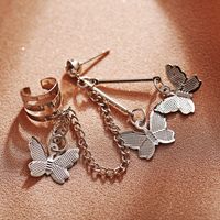 Hot Selling Alloy Butterfly Pendant  Creative Retro Simple Silver Metal Earrings main image 4