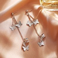 Hot Selling Alloy Butterfly Pendant  Creative Retro Simple Silver Metal Earrings main image 5
